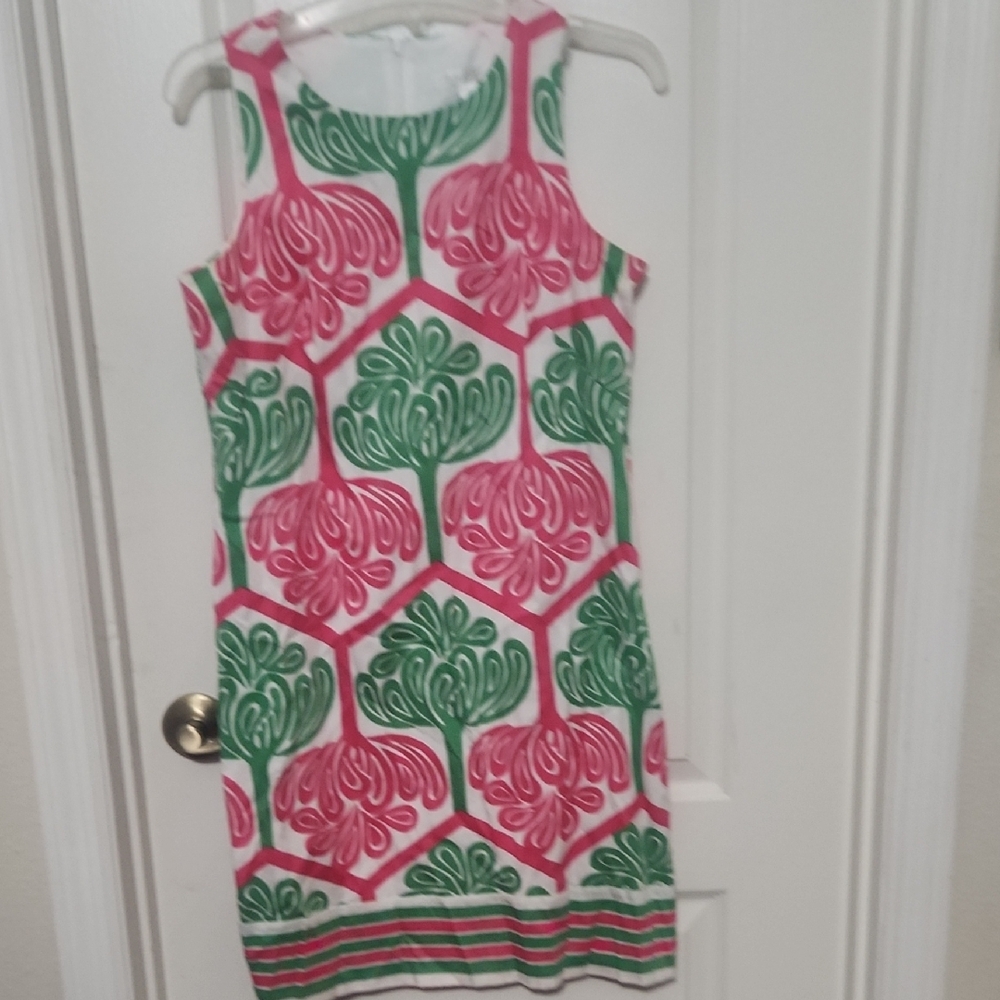 London Times Pink and Green Sleeveless Dress
